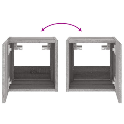 Harmaa tv-seinäkaappi Genutu 30,5x35x30cm (led-valoilla sonoma)