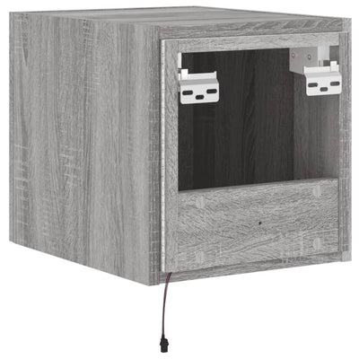 TV-seinäkaappi LED-valoilla harmaa Sonoma 30,5x35x30 cm