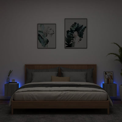 TV-seinäkaapit LED-valoilla 2 kpl harmaa Sonoma 30,5x35x30 cm