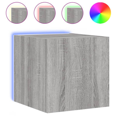 TV-seinäkaapit LED-valoilla 2 kpl harmaa Sonoma 30,5x35x30 cm