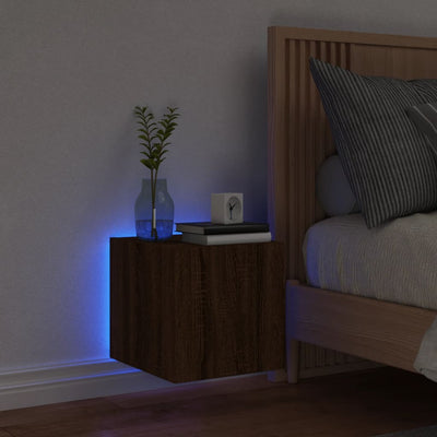 TV-seinäkaappi LED-valoilla ruskea tammi 30,5x35x30 cm