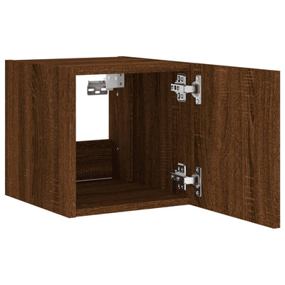 TV-seinäkaappi LED-valoilla ruskea tammi 30,5x35x30 cm