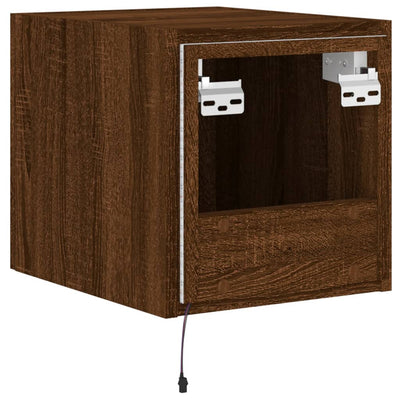 TV-seinäkaappi LED-valoilla ruskea tammi 30,5x35x30 cm
