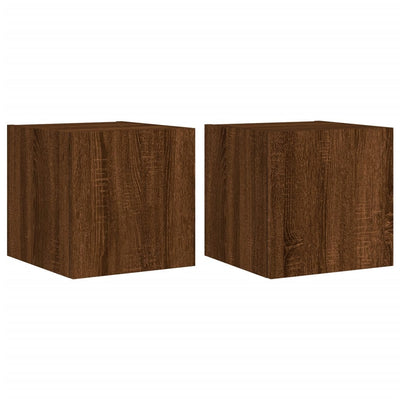 TV-seinäkaapit LED-valoilla 2 kpl ruskea tammi 30,5x35x30 cm