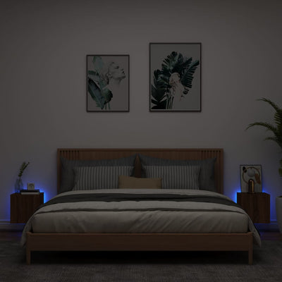 TV-seinäkaapit LED-valoilla 2 kpl ruskea tammi 30,5x35x30 cm