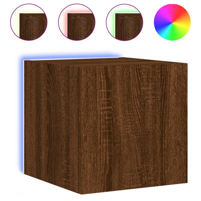 TV-seinäkaapit LED-valoilla 2 kpl ruskea tammi 30,5x35x30 cm