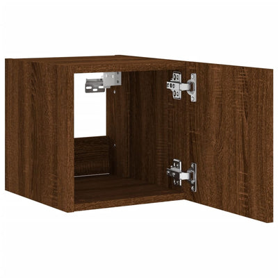 TV-seinäkaapit LED-valoilla 2 kpl ruskea tammi 30,5x35x30 cm