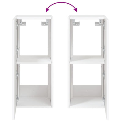 Valkoinen tv-seinäkaappi Genutu 30,5x35x70cm (led-valoilla)