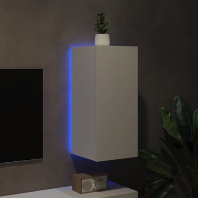 TV-seinäkaappi LED-valoilla valkoinen 30,5x35x70 cm