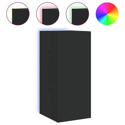 TV-seinäkaappi LED-valoilla musta 30,5x35x70 cm