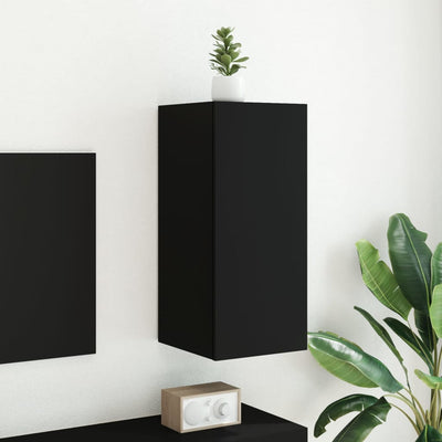 TV-seinäkaappi LED-valoilla musta 30,5x35x70 cm