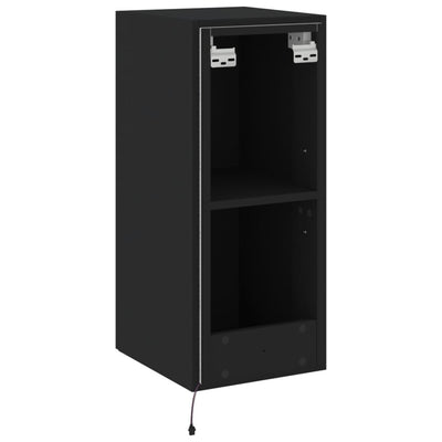 TV-seinäkaappi LED-valoilla musta 30,5x35x70 cm