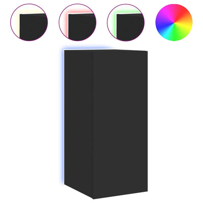 TV-seinäkaapit LED-valoilla 2 kpl musta 30,5x35x70 cm