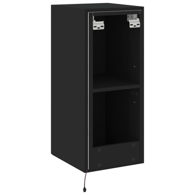 TV-seinäkaapit LED-valoilla 2 kpl musta 30,5x35x70 cm