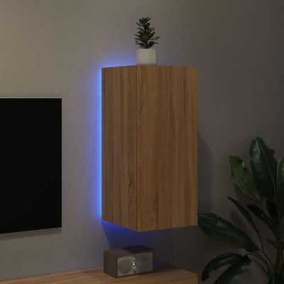 TV-seinäkaappi LED-valoilla Sonoma-tammi 30,5x35x70 cm