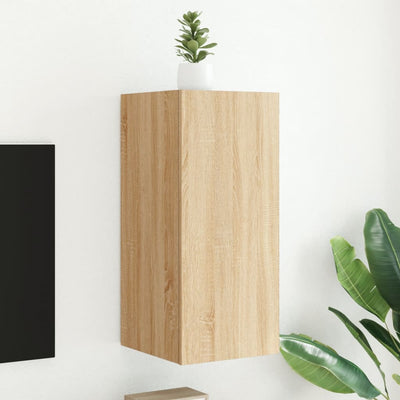 Sonoma-tammi tv-seinäkaappi Genutu 30,5x35x70cm (led-valoilla)