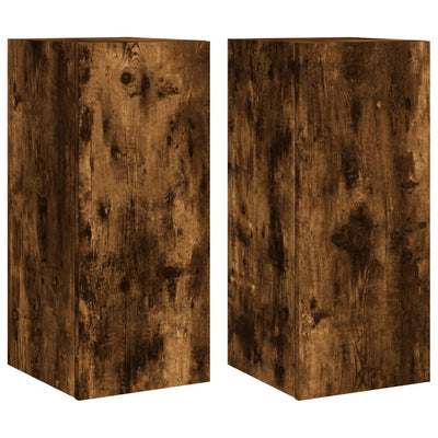 TV-seinäkaapit LED-valoilla 2 kpl savutammi 30,5x35x70 cm