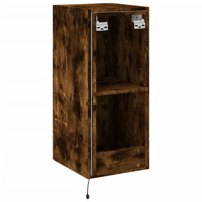 TV-seinäkaapit LED-valoilla 2 kpl savutammi 30,5x35x70 cm