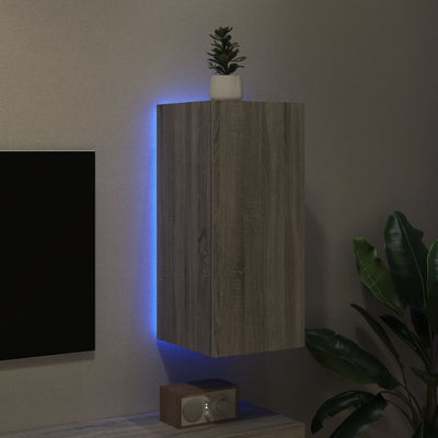 TV-seinäkaappi LED-valoilla harmaa Sonoma 30,5x35x70 cm