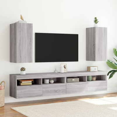 TV-seinäkaappi LED-valoilla harmaa Sonoma 30,5x35x70 cm