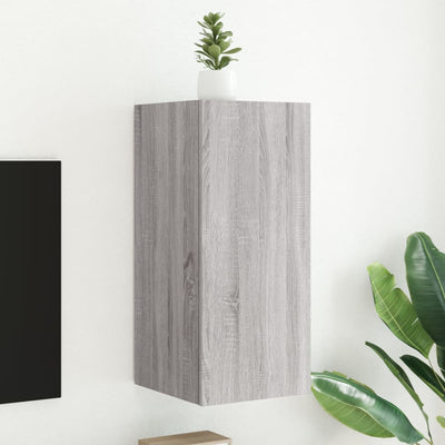 Harmaa tv-seinäkaappi Genutu 30,5x35x70cm (led-valoilla sonoma)