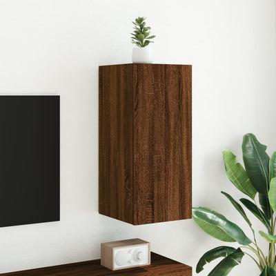 TV-seinäkaappi LED-valoilla ruskea tammi 30,5x35x70 cm