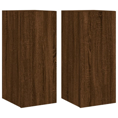 TV-seinäkaapit LED-valoilla 2 kpl ruskea tammi 30,5x35x70 cm