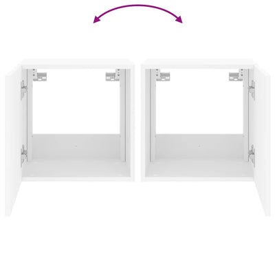 Valkoinen tv-seinäkaappi Genutu 40,5x35x40cm (led-valoilla)