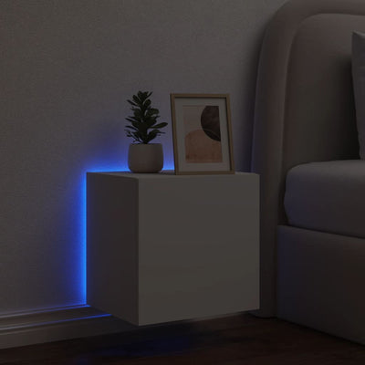 TV-seinäkaappi LED-valoilla valkoinen 40,5x35x40 cm
