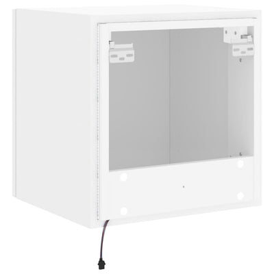 TV-seinäkaappi LED-valoilla valkoinen 40,5x35x40 cm