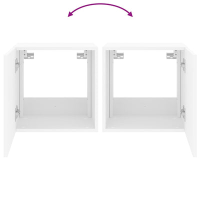 Valkoinen tv-seinäkaapit led-valoilla Genutu 40,5x35x40cm (2 kpl)