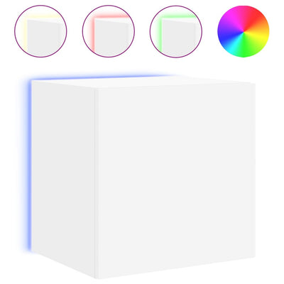 TV-seinäkaapit LED-valoilla 2 kpl valkoinen 40,5x35x40 cm