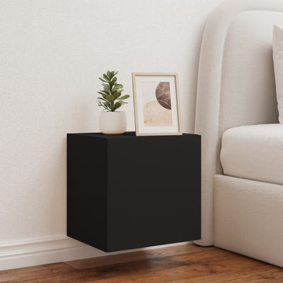 TV-seinäkaappi LED-valoilla musta 40,5x35x40 cm