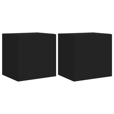 TV-seinäkaapit LED-valoilla 2 kpl musta 40,5x35x40 cm