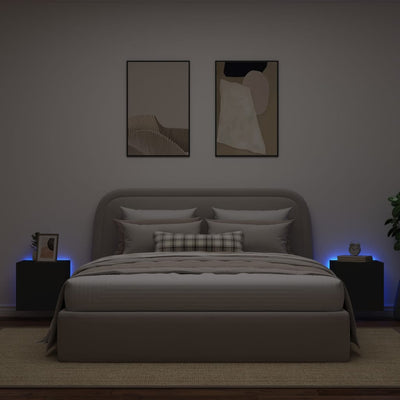 TV-seinäkaapit LED-valoilla 2 kpl musta 40,5x35x40 cm