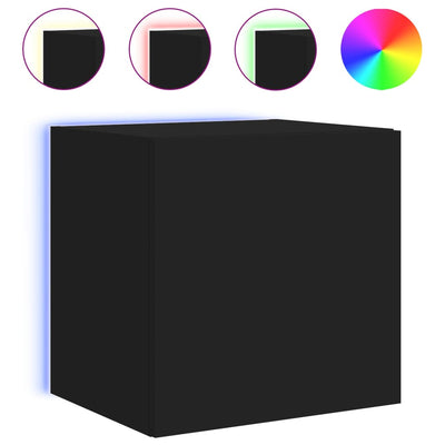 TV-seinäkaapit LED-valoilla 2 kpl musta 40,5x35x40 cm