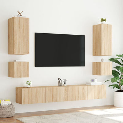 TV-seinäkaappi LED-valoilla Sonoma-tammi 40,5x35x40 cm