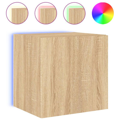 TV-seinäkaapit LED-valoilla 2 kpl Sonoma-tammi 40,5x35x40 cm