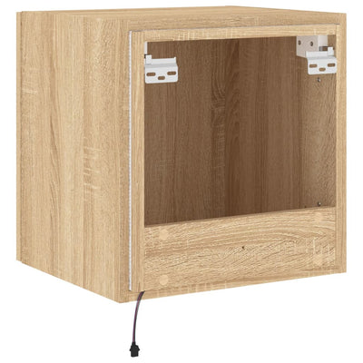 TV-seinäkaapit LED-valoilla 2 kpl Sonoma-tammi 40,5x35x40 cm