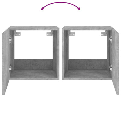 Betoninharmaa tv-seinäkaapit Genutu 40,5x35x40cm (2 kpl led-valoilla)