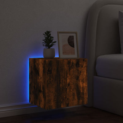 TV-seinäkaappi LED-valoilla savutammi 40,5x35x40 cm