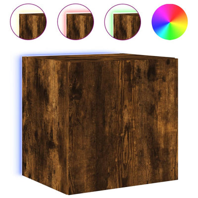 TV-seinäkaapit LED-valoilla 2 kpl savutammi 40,5x35x40 cm