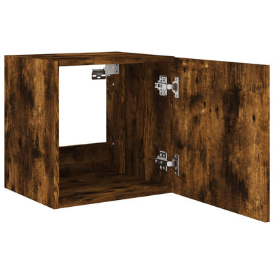 TV-seinäkaapit LED-valoilla 2 kpl savutammi 40,5x35x40 cm