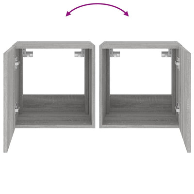 Harmaa tv-seinäkaappi Genutu 40,5x35x40cm (led-valoilla sonoma)