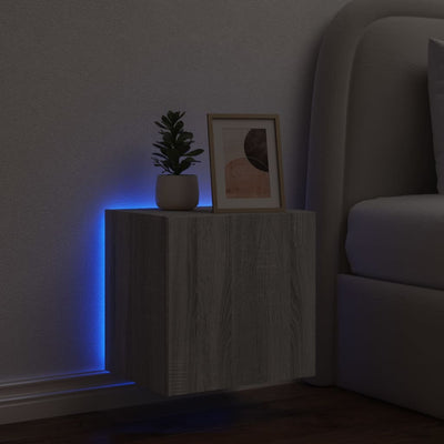 TV-seinäkaappi LED-valoilla harmaa Sonoma 40,5x35x40 cm