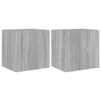 TV-seinäkaapit LED-valoilla 2 kpl harmaa Sonoma 40,5x35x40 cm