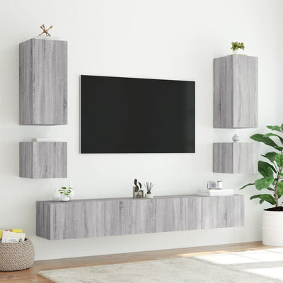 TV-seinäkaapit LED-valoilla 2 kpl harmaa Sonoma 40,5x35x40 cm