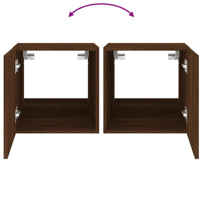 Ruskea tammi tv-seinäkaappi Genutu 40,5x35x40cm (led-valoilla)