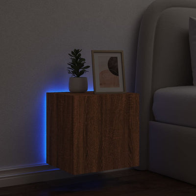 TV-seinäkaappi LED-valoilla ruskea tammi 40,5x35x40 cm