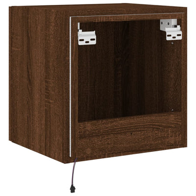 TV-seinäkaappi LED-valoilla ruskea tammi 40,5x35x40 cm